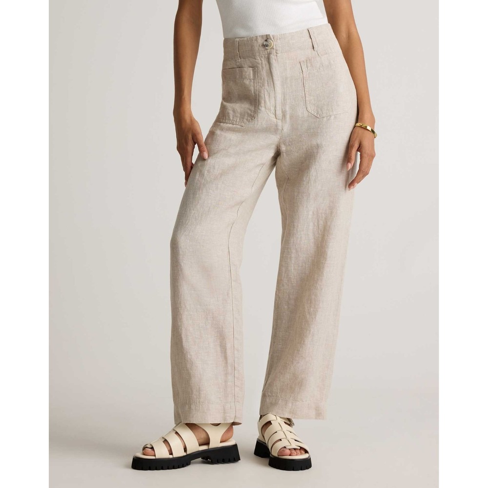 Quince Wide Leg Pants 14 Flax Patch Pocket European Linen Coastal Grandmother